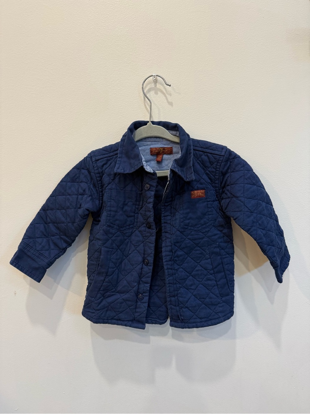 7 For All Mankind Boys Navy Quilted Jacket 12M